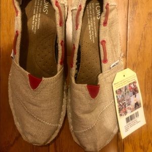 Toms Linen classic slide ons